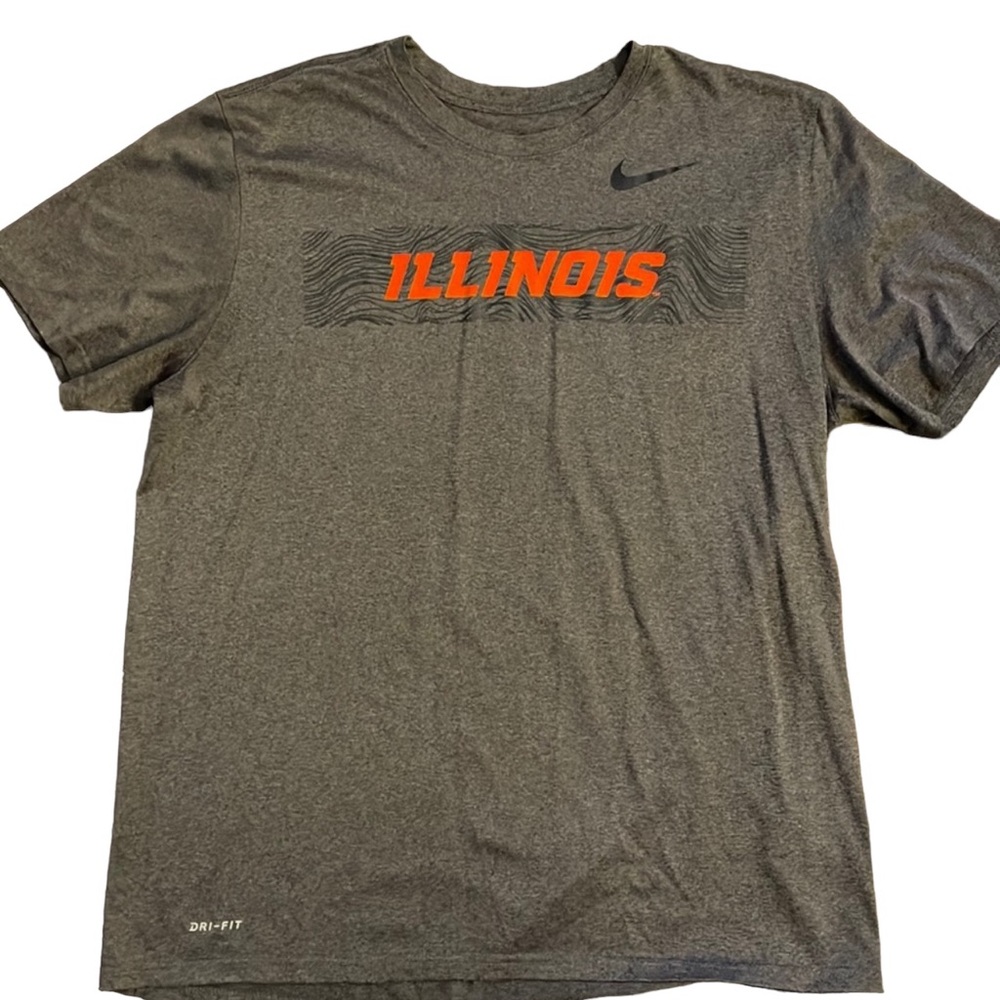 NIKE DriFit Shirt Sleeve University of Illinois Fighting Illini Grey Size XL
